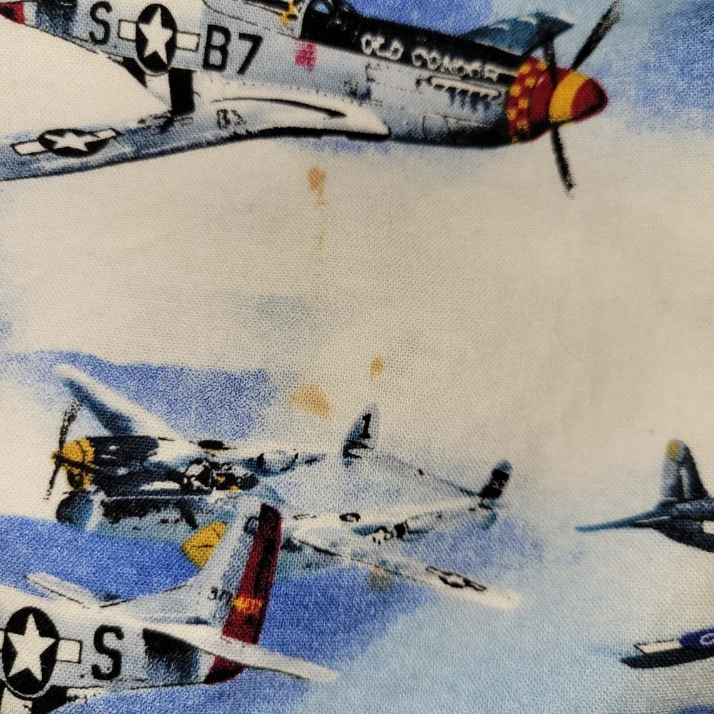 Vintage Dem Crazy Short Sleeve Button Up Shirt Men's Size‎ XL Airplanes Pocket
